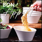 Vikko White Pasta Bowls, Set of 4 Ceramic Salad Bowls, Large 18 Ounce Elegant White Soup Bowls for Everyday and Special Occasions, Elegant Sloped Design, Dishwasher Safe, Microwave Safe