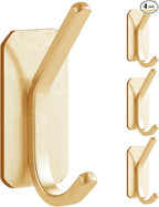 Paoli Heavy Duty Adhesive Hooks,Self-Adhesive Hooks Multiple Colors and Styles 30 lb Maximum Load for Home Schools and Offices (4pc, Gold)