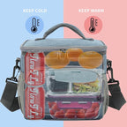 FlowFly Insulated Reusable Lunch Bag Adult Large Lunch Box for Women and Men with Adjustable Shoulder Strap,Front Zipper Pocket and Dual Large Mesh Side Pockets,Navy