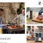 Electric Salt and Pepper Grinder Set with LED Power Display,Larger Capacity Salt and Pepper Shakers Set Rechargeable Electric with Flexible Coarsenes,LED Light,One Hand Operation for Kitchen