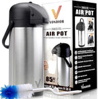 85 oz (2.5L) Airpot Coffee Carafe with Pump, Insulated Stainless Steel Coffee Dispenser, Coffee Carafes for Keeping Hot/Cold, Hot Beverage Dispenser for Party