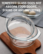 Clear Round Glass Casserole Dish With Lid Non-Plastic Lidded Casseroles Easy Grab Glass Cooking Bowls with Glass Lid, Microwave, Oven, Freezer, and Dishwasher Safe (1.5L)