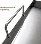 Direct Store Parts DS126 Stainless Steel BBQ Cooking Griddle, Universal Flat Top Griddle with 2 Handles for Most Gas Grills, W18"×D12.5"×H2.75", Heavy Duty Stainless Steel Griddle 1pc, Middle size