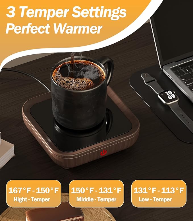 Coffee Mug Warmer Smart Cup Warmer - Excellent Heating & Highest Temp Setting & Light Indicator, Coffee Warmer for Desk Auto Shut Off, Candle Warmer Plate for Beverage, Gifts for Women Men Mom