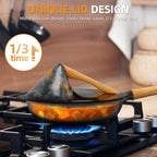 Nonstick Frying Pan with Lid ,10 Inch Deep Fry Pan, Toxin-Free Ceramic Cookware Skillets, Healthy Non Toxic Saute Pan with Helper Handle,Wabi-Sabi Style Fry Pan Compatible with All Stovetops