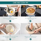 vancasso 2.5 QT Enameled Cast Iron Dutch Oven with Stainless Steel Knob Lid – Small Non-Stick Casserole for Steaming, Baking, and Roasting – Cream Color