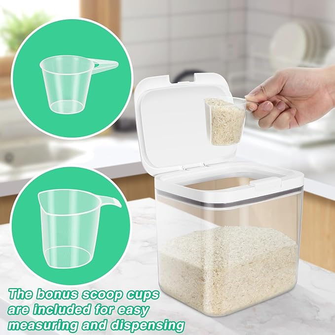 Flour Sugar Storage Containers, 2Pack 2.9 Qt + 4.75 Qt Food Storage Container with Pop-to-Flip Lids for Rice Dog Food Dog Treat Storage, Kitchen Organizers and Storage