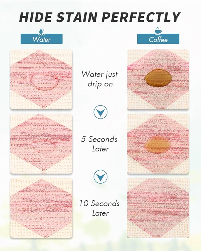 AMOAMI Coffee Mat Hide Stain Rubber Backed Absorbent Dish Drying Mat for Kitchen Counter - Fits Under Coffee Maker or Machine - PINK 12X19
