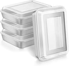 Herogo Baking Pan with Lid, 9 x 12 Inch Stainless Steel Nonstick Deep Pan, Rectangle Cakes Bakeware with Lid for Brownies Casseroles, Non Toxic & Dishwasher Safe, Set of 4