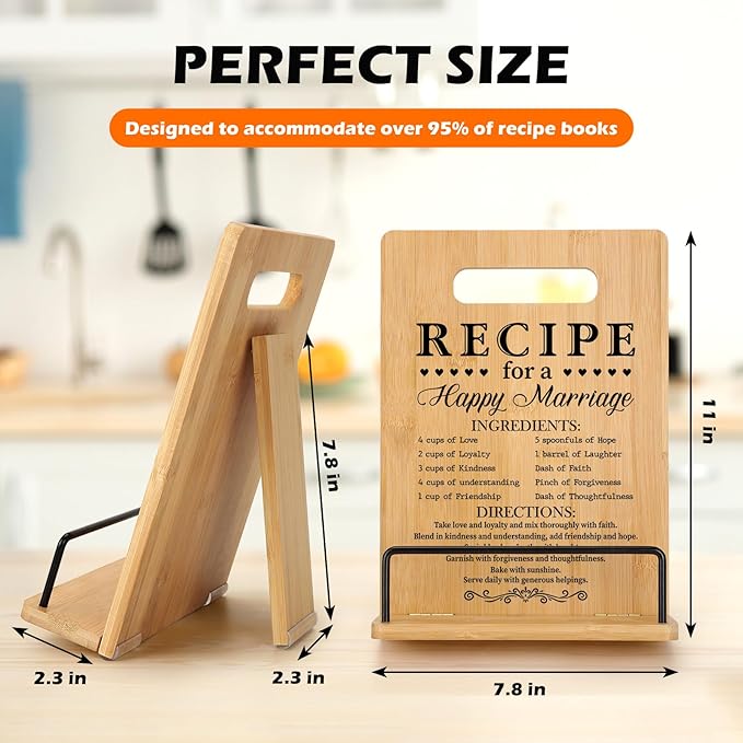 Wedding Gift for Couples 2025, Bridal Shower Gifts for Bride and Groom Engagement, Happy Marriage Cookbook Stand, Gifts for Wedding Shower, Newlywed Mr and Mrs Gifts Bride to Be Gifts