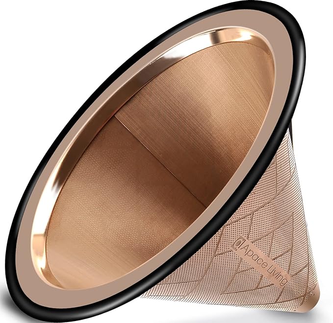 Compatible with Hario V60, Chemex Pour Over Coffee Filter - Wide Metal Base Reusable Stainless Steel Coffee Dripper - Paperless Coffee Filter for Sustainable Brewing