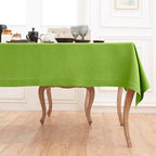 Solino Home Linen Tablecloth for Rectangle Tables 60 x 108 Inch - Classic Hemstitch 100% Pure Linen Lime Green Table Cloth - Machine Washable Cloth Tablecloth for Summer