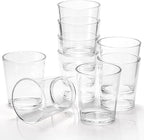 9 Pack Plastic Drinking Glasses, 12 Oz Unbreakable Acrylic Water Tumblers, Reusable Shatter-Proof Clear Glasses, Whiskey Drinkware Cups Set for Party Kitchen, Iced Water Tea Coffee