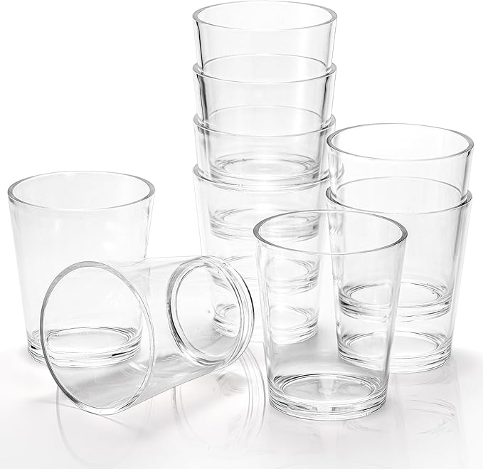 9 Pack Plastic Drinking Glasses, 12 Oz Unbreakable Acrylic Water Tumblers, Reusable Shatter-Proof Clear Glasses, Whiskey Drinkware Cups Set for Party Kitchen, Iced Water Tea Coffee