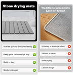 Stone Drying Mat for Kitchen Counter, 23.6"x15.4" Large Dish Drying Mat with 2 Pack Absorbent Stone Coasters 1 Seasoning Pad Quick Dry Dish Drying Mats for Kitchen Counter, Grey