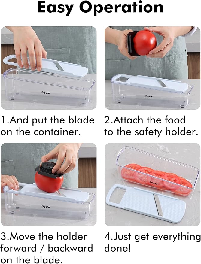 Geedel Professional Mandoline Slicer for Kitchen, Multi Purpose Vegetable Slicer Cutter, Vegetable Cutter Onion Cutter for Veggie Fruit Cheese