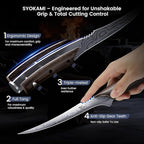 Fillet Knife, Razor Sharp 7.2 Inch Boning Knife, High Carbon Stainless Steel Filet Knives with High Flexibility, Wooden Handle, Full Tang Damascus Pattern Fishing Knives, Fishing Gifts for Men