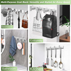 Wall Mounted Coat Rack-4 Hooks, Heavy Duty Stainless Steel Hook Rail for Towel Coat Hat Purse Bag Jacket, Towel Hooks for Entryway Bathroom Kitchen (Silvery 4 Hooks - 1 Pack)