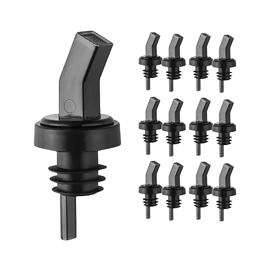 FSE SP Screened Pourer Set, Polycarbonate Square Design, Reusable and Clear, Ensures Enhanced Pour Control and Consistent Flow, Ideal for Fast-Paced Bars and Commercial Kitchens, Pack of 12