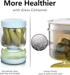 Glass Pickle Jar with Strainer Flip,34oz Pickle Container,Hourglass Pickle Juice Separator Jar for Olives,Gherkins or Sliced,Leakproof Dishwasher Safe