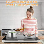 Duxtop Professional Stainless Steel Pots and Pans Set, 18-Piece Induction Cookware Set, Saucepan with Pour Spout and Strainer Lid, Impact-Bonded Technology