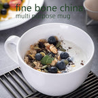 Chulan 22 oz Extra Large Bone China Cereal Mug Set of 4, Oversize White Ceramic Latte Mugs, Jumbo Soup Mugs Coffee Cups with Handles for Chocolate Cocoa Beverage Milk Salads Yogurt, Microwave Safe