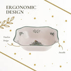 Spode Christmas Tree 9.5-Inch Square Salad Bowl - Ceramic Earthenware Serving Bowl for Salads, Soups, Pasta, and Side Dishes - Festive Holiday Dinnerware with Iconic Christmas Tree Design
