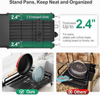 GSlife Large Expandable Dish Drying Rack - Dish Rack for Kitchen Counter with Metal Extension, Large Capacity(16.5" ~ 24.4" L) Dish Drainer with Pan Slots, Cup Holders, Black