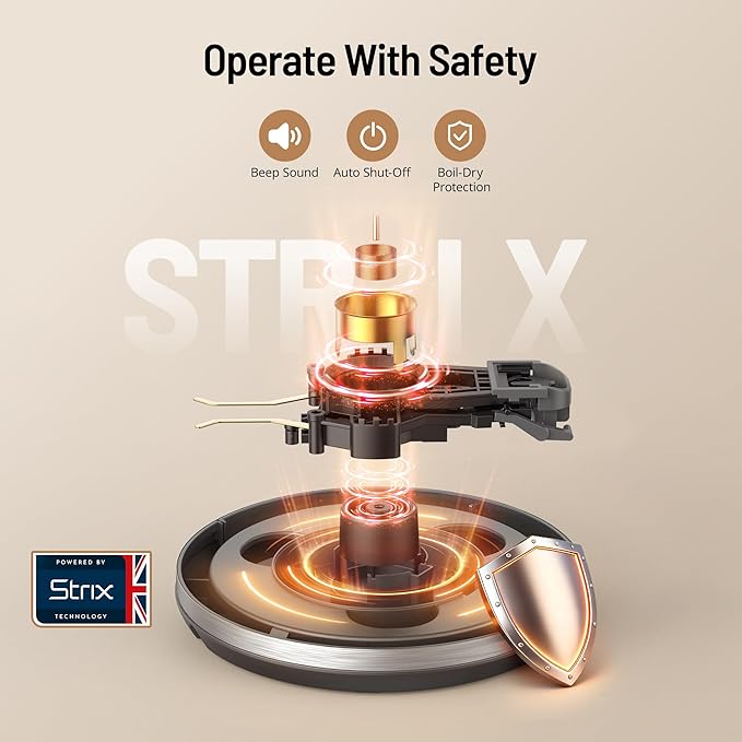 Electric Kettle Temperature Control, 1.7L Tea Kettle Electric with 6 Temperature Settings, 1500W Cordless Hot Water Boiler Heater, Strix Thermostat, Touch Control, Auto-Shutoff, Boil-Dry Protection