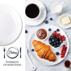 DELLING 10 inch White Dinner Plates Set, Porcelain Dessert/Salad Plate, Serving Dishes, Dinnerware Sets, Scratch Resistant, Microwave, Oven, and Dishwasher Safe - Set of 4