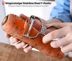 100% SUS304 Stainless Steel Potato Peeler, Vegetable Fruit Peeler, Durable Non-Slip Ergonomic Grips, Minimalist Y-Shaped Design, Rust-Proof, Dual-Edged Blades