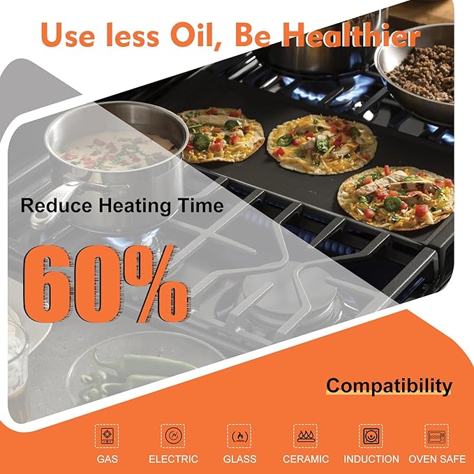 UPGRADED WB31X24738 Griddle Replacement for ge Appliance Gas Range Part,WB31X24998 Cast Iron Griddle Plate,9.5 ×19.5 inch Food Grade Nonstick Griddle