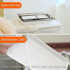 3 Tier Serving Tray for Party 14" White Reusable Dessert Table Display Set Black Metal Cupcake Stand Cookie Serving Platter for Serving Food Party Collapsible Sturdier Fruit Tiered Tray Stand Sturdier