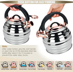 Tea Kettle for Stove Top Whistling Teapot, 3.2Q Tea Pot Stainless Steel Teakettle with Heat Proof Ergonomic Handle
