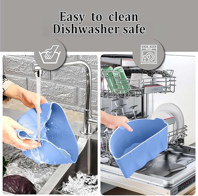 6 Quart Silicone Slow Cooker Divider Liners, Reusable Slow Cooker Divider Insert for Most 6 7 Qt Crock Pot,Roaster silicone Crock Pot Divider,Dishwasher Safe, BPA Free(Grey+Blue)