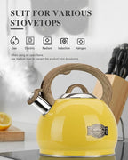 Tea Kettle for Stovetop, 2.7 Quart Loud Whistle Stovetop Teapots,Food Grade Stainless Steel Tea kettles for Stove Top with Anti-hot Ergonomic Handle,Suitable for All Heat Sources,Yellow