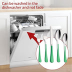 Grass Green Silverware Set 20 Piece 18/0 Stainless Steel Flatware Grass Green Handle Cutlery Set Service for 4 Fork Knife Spoon Set Mirror Finish Dishwasher Safe