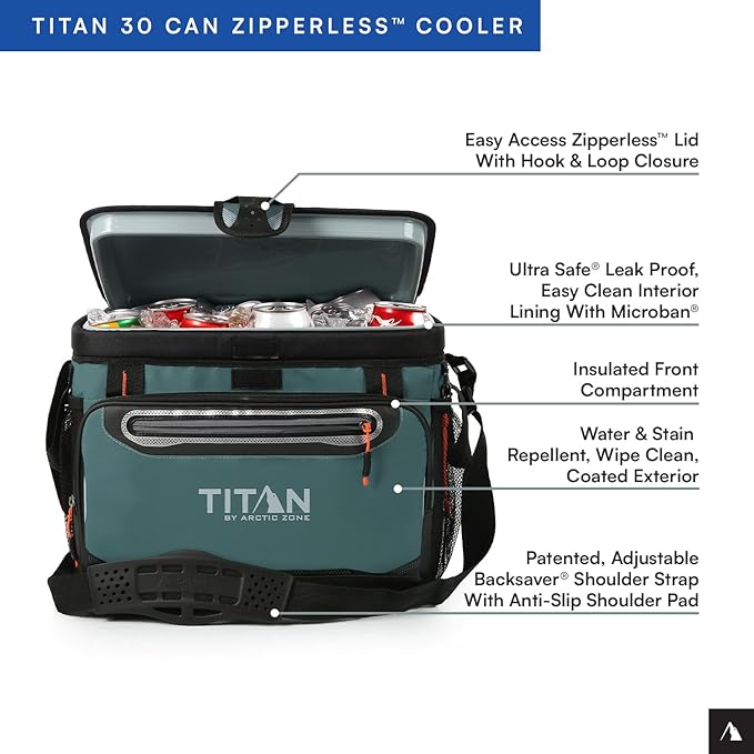 Titan by Arctic Zone 30 Can Zipperless Soft Cooler with HardBody Liner