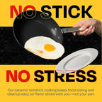 Guy Fieri's Flavortown 2-Piece Ceramic Cookware Set, Nonstick Frying Pan Set 10" and 12", Easy-Clean Kitchen Cookware, Made without PFAS PTFE PFOA, Induction Compatible, Oven & Dishwasher Safe, Black