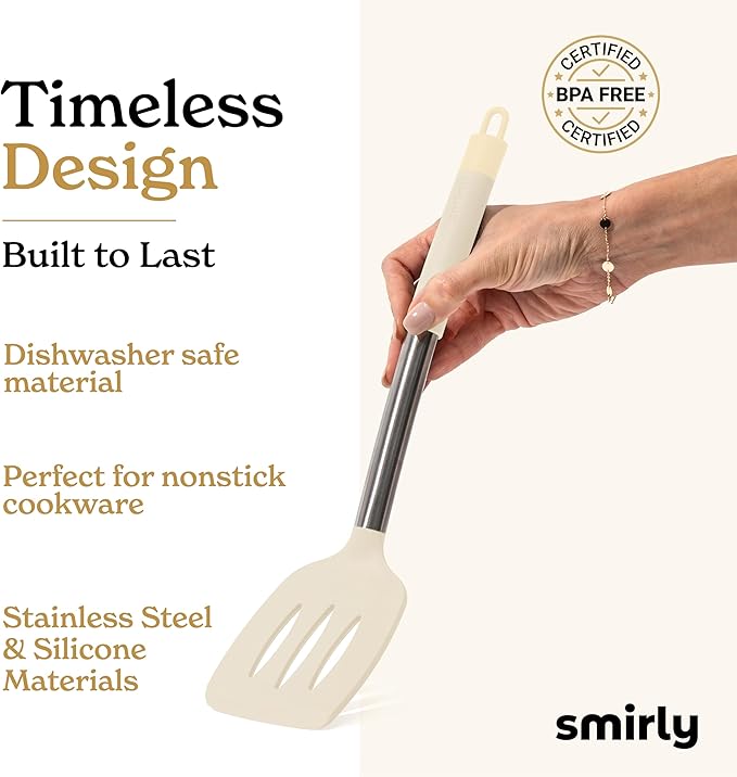 SMIRLY Kitchen Utensils Set, 26PCS Silicone Cooking Utensils Set, Spatula Set with Holder, Stainless Steel Kitchen Gadgets for Home and Kitchen