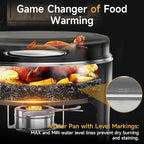 Chafing Dishes for Buffet, 6QT Round Stainless Steel Chafing Dish with Transparent Hydraulic Lid, 304 Food Pan, Buffet Warmer for Parties and Events (Black)