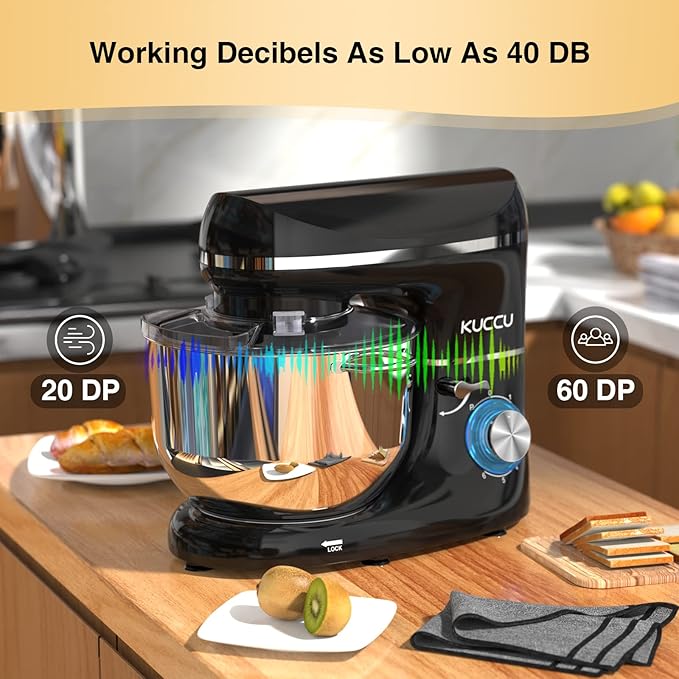 Stand Mixer, 6.5 Qt 660W, 6-Speed Tilt-Head Food Dough Mixer, Kitchen Electric Mixer with Stainless Steel Bowl,Dough Hook,Whisk, Beater, Egg white separator (6.5-QT, Black)