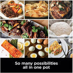 Ninja Foodi PossibleCooker PRO MC1000 8.5Qt Multicooker 8 in 1 Slow Cooker, Dutch Oven, Steam Bake Roast Sear Sauté Bread Maker Warmer, Glass Lid, Integrated Spoon, Nonstick (Gray)