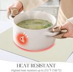 MOSAYT Vinyl Placemats Set of 6, Heat Resistant Place Mats 100% Waterproof Washable & Wipeable Faux Leather Reversible Table Mats for Kitchen Dining Party Indoor Outdoor, 12" x 17", Beige/Sage Green