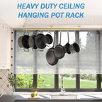 ROTHLEY Stainless Steel Pot and Pan Hanger - 39.4 Inch Wall Mounted Hanging Pots and Pans Rack for Kitchen Wall Rail with Hooks (Brass)