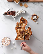 Michigan Shaped Baking Dish Serving Platter or Decorative Tray Charming Porcelain Bakeware Oven Microwave and Dishwasher Safe