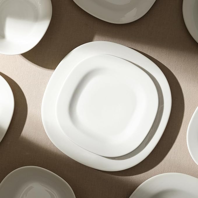 Stone Lain Quadro 4-Piece Salad Plate Set Porcelain, White