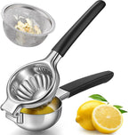Lemon Squeezer, Sopito Stainless Steel Citrus Squeezer with Mesh Strainer Heavy Duty Lemon Press with Large Metal Bowl for Seedless Juicing, Non-Slip Grip Design Manual Juicer