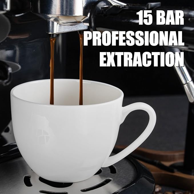 MIROX Espresso Machine 15 Bar, Coffee Maker With Milk Frother Steam Wand, Built-In Bean Grinder, Combo Cappuccino Machine with 70oz Removable Water Tank (ABS high-strength plastic shell)