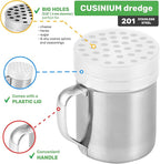 CUSINIUM 6oz Metal Parmesan Cheese Shakers with Large Holes - With Handle - Chili Flakes Dispensers - Pizza Shakers - Pack of 3 | Style: Coarse